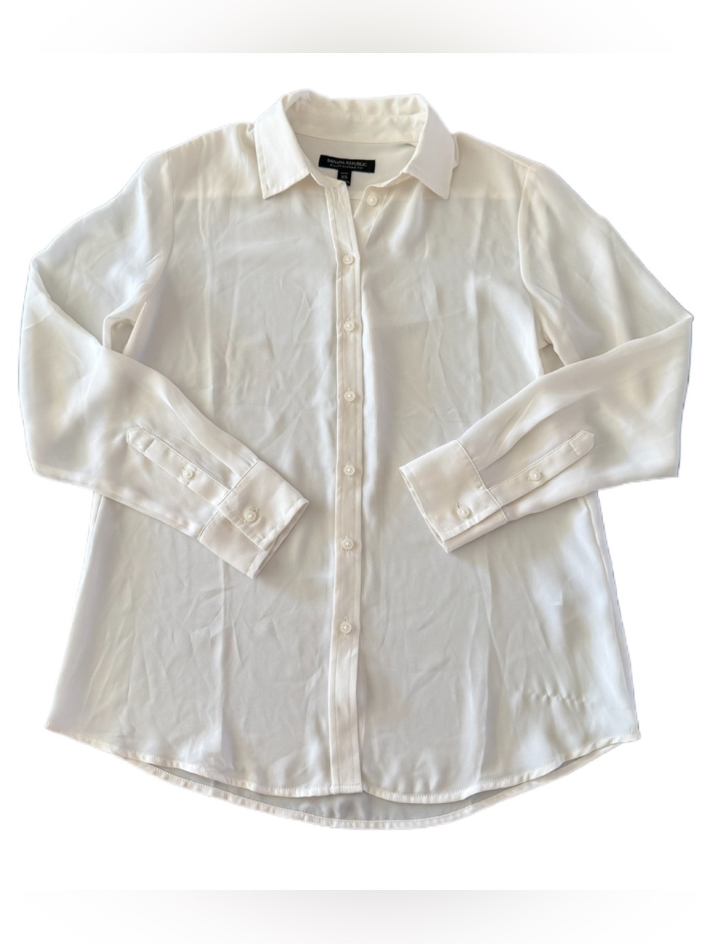 Banana Republic Dillon Classic Fit Button Down Shirt Blouse Snow Day White XS P